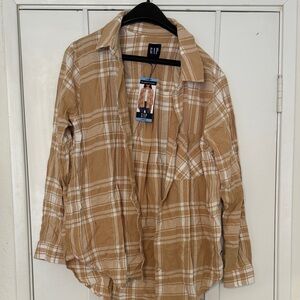 GAP Women’s Casual Brown Plaid Shirt